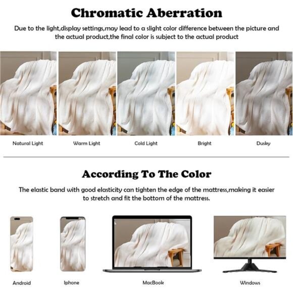 Super Soft Throw Blanket Flannel Fleece Lightweight Bed Blanket All Season Ivory - Picture 6 of 7